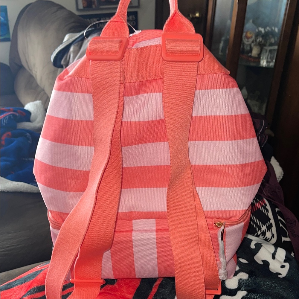 VS Pink Striped Drawstring Backpack w/Cooler - Picture 4 of 6